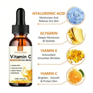 Vitamin C Facial Essence Contains Hyaluronic Acid Dark Spot Remover Moisturizing Repair Anti-aging Essence Facial Skin Care 30ml - Image 4
