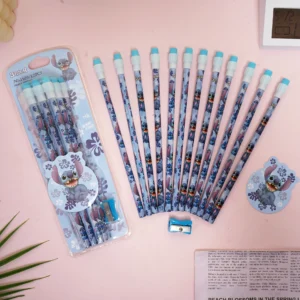 13pcs Stitch Angel Pencils with Pencil Sharpener Disney Student Back To School Anime Stationery Kids Writing Accessories Gift - Image 2