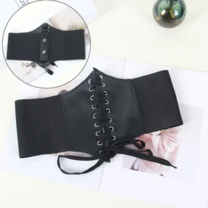 Vintage Slim Elastic High Waist Belt Women Simple Black Lace-up Pu Corset Punk And Gothic Curve Shaper Slimming Waist Belt New - Image 4