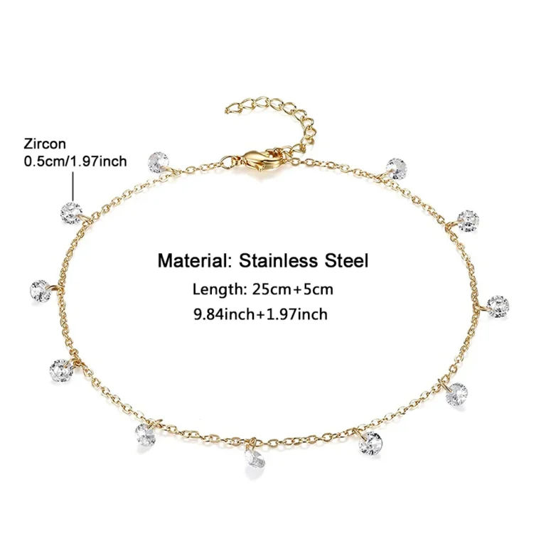 MinaMaMa Multilyaer Stainless Steel Tassel Zircon Crystal Anklet For Women Yoga Beach Leg Bracelet Anklets Foot Chain Jewelry - Image 2