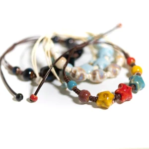 Handmade Colorful Ceramic Star Bracelet Adjustable Braided Wax Cord Unique Fashion Accessory - Image 5