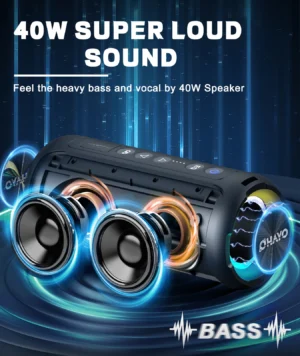 Ortizan X8 Pro Bluetooth Speaker Portable with 40W Stereo Sound,Rich Bass,IPX7 Waterproof, 30H Playtime, Mixed Color Lights,3 EQ - Image 2