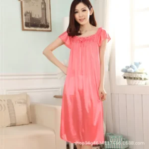 Sexy Summer Homewear Tank Sleep Dress Women's Lace Loose-fit Simulated Skirt Bath Dress Short Sleeves Sleepwear Wholesale - Image 4