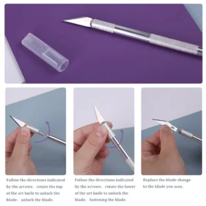 Fniiva Engraving Cutter with 5pcs Blade Metal Handle Craft Carving Sculpture Paper Non-Slip Knife DIY Repair Hand Leather Tools - Image 3
