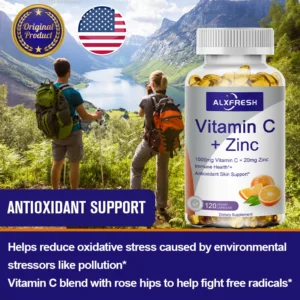 Alxfresh Vitamin C with Zinc for Hair Skin Nails and Brain Heart Health Supports Cellular Level Defense Immune System Booster - Image 5
