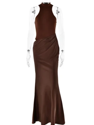 JULISSA MO Satin Sexy Hollow Out Women Maxi Dress Black Sleeveless High Waist Dress Female Autumn Skinny Elegant Party Clubwear - Image 6