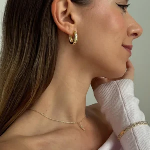 14K Gold Plated Sterling Silver Post Small Chunky Hoops Earrings Thick Lightweight Hoop Earrings for Women Jewelry Gifts - Image 5