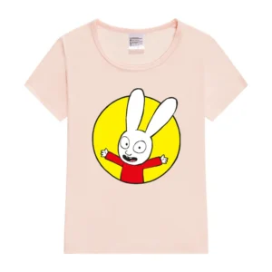 Simon Kids T-Shirt Rabbits Print T-Shirts Summer Boy And Gir Tops Tees Cute Summer 2023 T Shirt Children Fashion Tops - Image 3