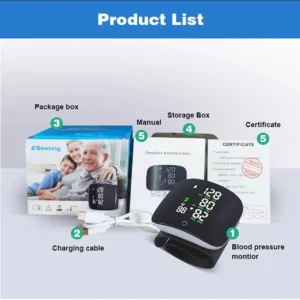 Smart Touch LCD Screen Wrist Blood Pressure Monitor Digital Voice Chargeable Automatic Tonometer Heart Rate Sphygmomanometer - Image 6