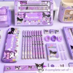 Cartoon Kuromi Melody School Supply Set with Pencil Case Crayons Safety Scissors for Kids Back To School Essentials Gift Box