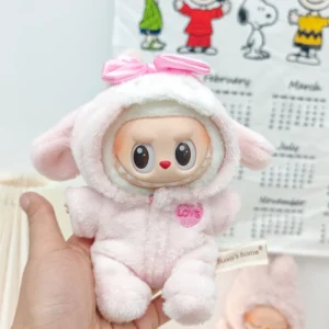 Cute Doll Accessories Clothes Onesie For 17cm Labubu V1V2 Mini Dolls Clothing Kids Gift Bags For Dolls Hairy Rabbit Bodysuit Set - Image 2