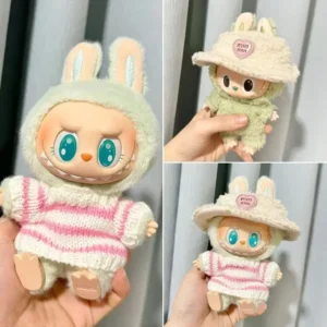 For Labubu V1 V2 Idol Cute Doll Clothes Fashion Sweater Outfit Accessories Sitting Party Pink White - Image 3