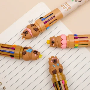 10 Colors Retractable Ballpoint Pen Capybara 0.5mm Colorful Ink Gel Pens Silicone Kawaii Pens School Office Supplies Stationery - Image 2