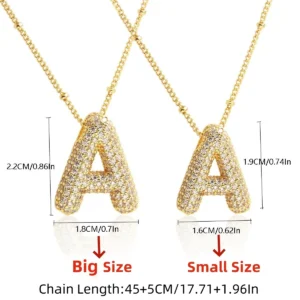 MHS.SUN Gold Plated Balloon 26 Letter Necklaces Copper Zircon Bubble Initial Pendant Chunky Women Personality Chain Jewelry - Image 5