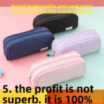 Large Capacity Square Pencil Case Simple Pure Color Girls Stationery Storage Bag Fashionable Canvas School Supplies Bag