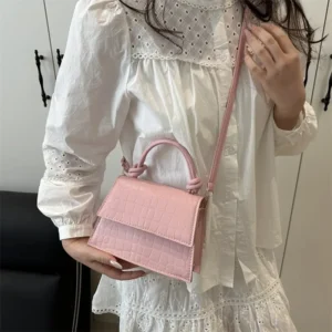 New Pure Color Versatile Small Square Bag Single Shoulder Bag New Crossbody Bag Simple Elegant Handbag Women's Bag - Image 3