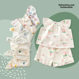 New Summer Children's Sleepwear Short Sleeve Fairy Wings Set Sweet Stylish Thin Home Clothes Two Piece Set for Girls