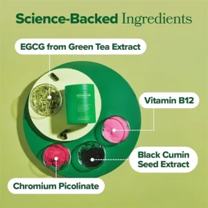 Green Tea Supplement Curb Cravings Vegan Capsules Vitamin B12 Antioxidant Metabolism Support Weight Loss Pills Fat Burning Detox - Image 4