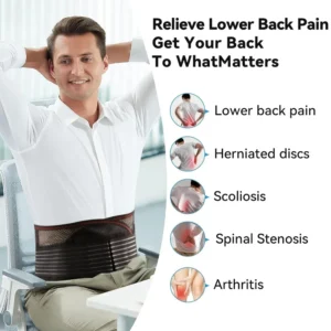 Breathable Back Brace for Lower Back Pain Relief, Lumbar Support Belt with Lumbar Pad for Men & Women Herniated Disc, Sciatica - Image 3