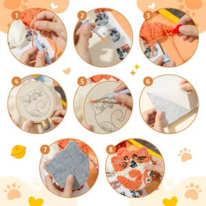 Punch Needle Coasters Kit for Beginners Adults 6pcs plant Pattern Embroidery Punch Needle Kits Tufted Rug Punch Decoration - Image 3