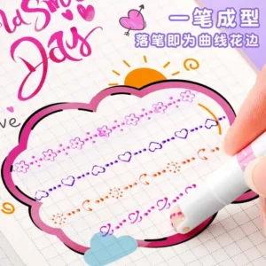 3/6/8 PCS Line Shaped Highlighter Roller Tip Curve Liner Marker Pen Kawaii Graffiti Pen Korean Stationery School Office Supplies - Image 5