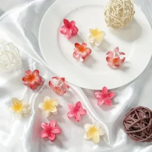 6Pcs Hawaiian Gradient Hair Clips Flower Hair Claws Women Small Size Fashion Headwear Hairpin Crab Barrette Hair Accessories - Image 3