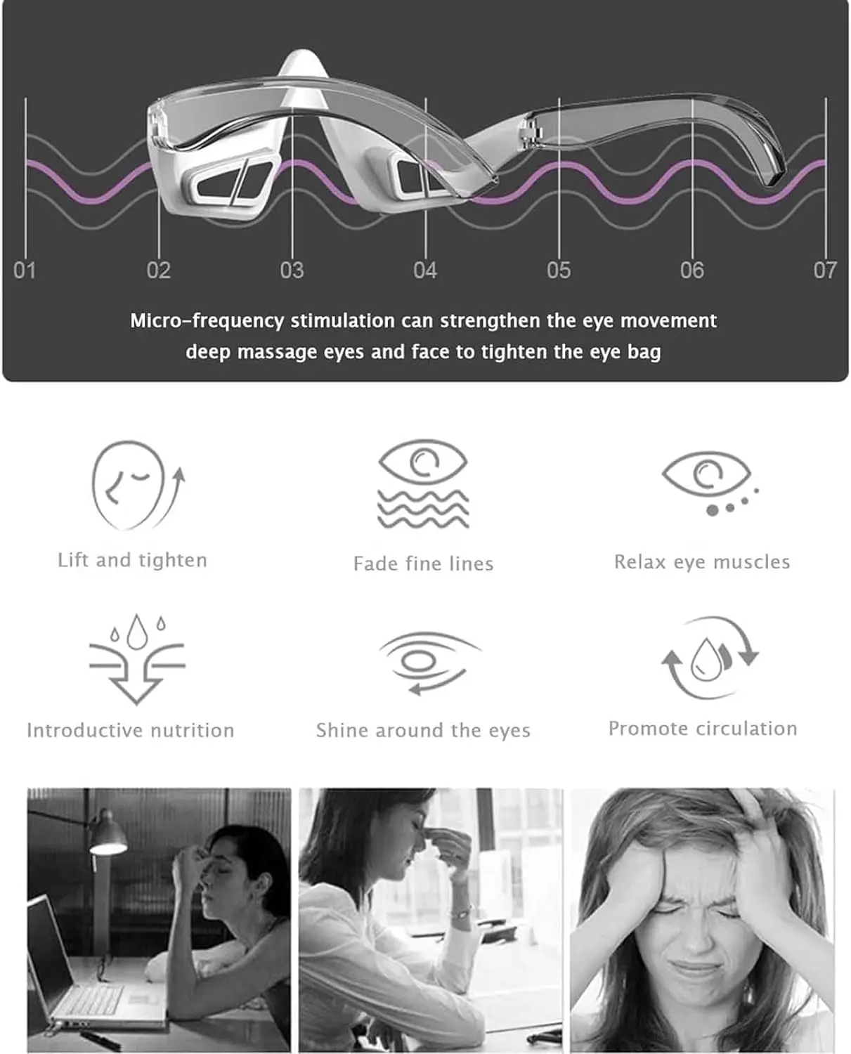 EMS Undereye Redlight Eye Massage Instrument Beauty Device Dark Circles Anti-eye Wrinkles Essence Introducer Eye Beauty Device - Image 6