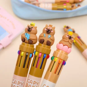 10 Colors Retractable Ballpoint Pen Capybara 0.5mm Colorful Ink Gel Pens Silicone Kawaii Pens School Office Supplies Stationery - Image 4