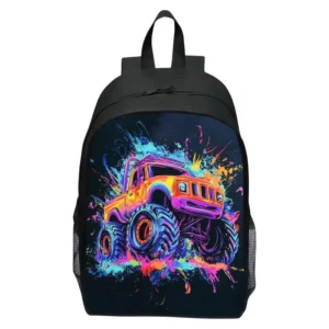 Children's backpack printed monster truck, elementary school backpack, boys' and girls' backpack - Image 3