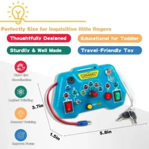 Busy Board Led Lights Switch Sensory Montessori Toys Portable Electric Puzzle Early Educational Puzzle Toy for Toddler Kids Gift - Image 5