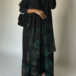 Middle-East Islamic Open Front Abaya Muslim Full Sleeve Loose Printed Elegant Abayas Turkey Kaftans Women Jilbabs Maxi Dresses