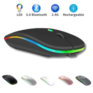 Wireless Mouse Dual Mode Bluetooth-compatible Mouse LED Rechargeable Laptop Mouse Portable Computer Mice For Laptops iPad Tablet