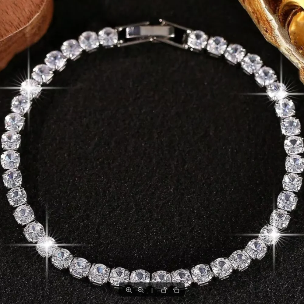 Water Drill Heart Encrusted Roman Bracelet Minority Design Sense Ins Simple Crystal Zircon Wedding Bracelet - Image 4