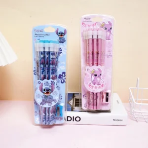 13pcs Stitch Angel Pencils with Pencil Sharpener Disney Student Back To School Anime Stationery Kids Writing Accessories Gift