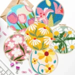 Diy Punch Needle Kit Cross Stitch For Beginner Flowers Yarns and Sewing Needles Embroidery Starter Kits For Diy Gift Home Decor