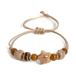 Handmade White Star Claw Ceramic Bracelet Adjustable Boho Ethnic Jewelry Unique Gift S02-027