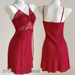 Temptation Lace Nightgown Sexy Female Nighty&robe Set Loungewear Intimate Lingerie Silk Satin Bathrobe Sleepwear Summer Homewear - Image 4