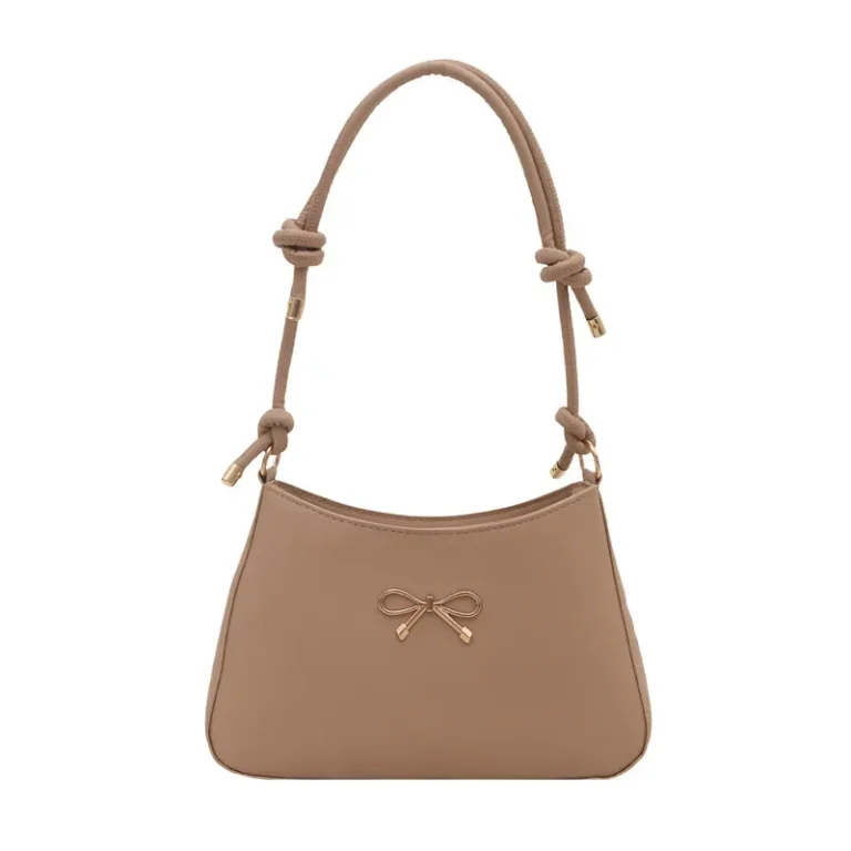 French Butterfly Knot Large Capacity Casual Solid Retro Simple Quality Women's Single Shoulder Armpit Bag Soft Square Shape - Image 5