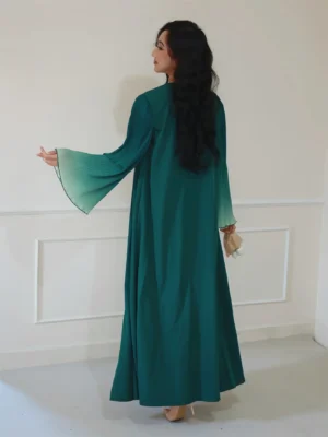 Elegant Abaya Muslim Flare Sleeve Casual Arabian Middle-East Open Front Abayas Turkey Kaftans Women Jilbabs Islamic Maxi Dresses - Image 2