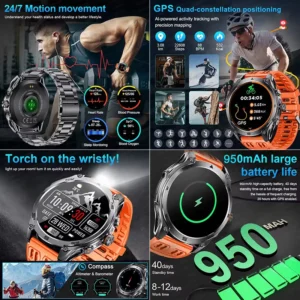 New For Xiaomi Military Smart Watch Men 10ATM Waterproof Outdoor Sport Fitness Tracker Health Monitor Bluetooth Call Smart Watch - Image 2