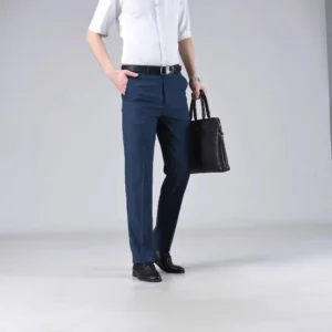Business Casual Men's Pants Spring Summer Drape Straight Leg Formal Elastic No Iron Long Trousers Western Style Pants - Image 2