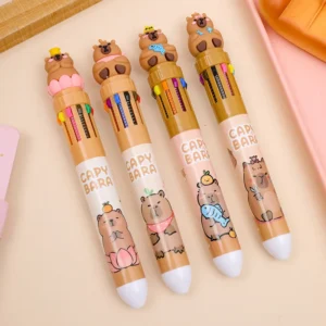 10 Colors Retractable Ballpoint Pen Capybara 0.5mm Colorful Ink Gel Pens Silicone Kawaii Pens School Office Supplies Stationery - Image 6