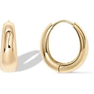 14K Gold Plated Sterling Silver Post Small Chunky Hoops Earrings Thick Lightweight Hoop Earrings for Women Jewelry Gifts - Image 6