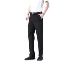 Business Casual Men's Pants Spring Summer Drape Straight Leg Formal Elastic No Iron Long Trousers Western Style Pants - Image 5