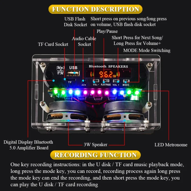 DIY Bluetooth Speaker Kit with FM Radio 87.5-108MHZ DIY Soldering Project Practice Electronic Kit Solder Assembly U Disk TF - Image 2