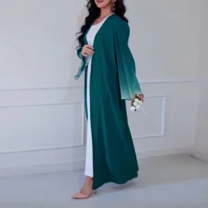 Elegant Abaya Muslim Flare Sleeve Casual Arabian Middle-East Open Front Abayas Turkey Kaftans Women Jilbabs Islamic Maxi Dresses