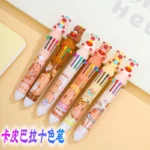 12 Pcs Wholesale Capybara Fast Food Ten-color Ballpoint Pen, Multi-color Press Pen Student Writing Supplies