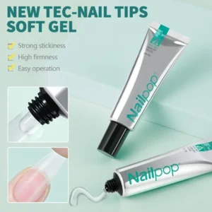 Nailpop Nail Tips and Glue Gel Nail Kit Fast Nail Extension Set with Soft Gel UV Lamp 600Pcs Semi Matte Nails and Files Tools - Image 3