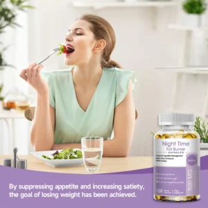 Nighttime Fat Burner, Boosts Metabolism, Weight Management, Improves Sleep - 500 Mg Serving, 120 Capsules - Image 3