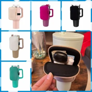 Mini Neoprene Water Bottle Pouch with Adjustable Strap Solid Color Bottle Bag Storage Sleeve for Stanely Tumblers Mugs Cups - Image 6